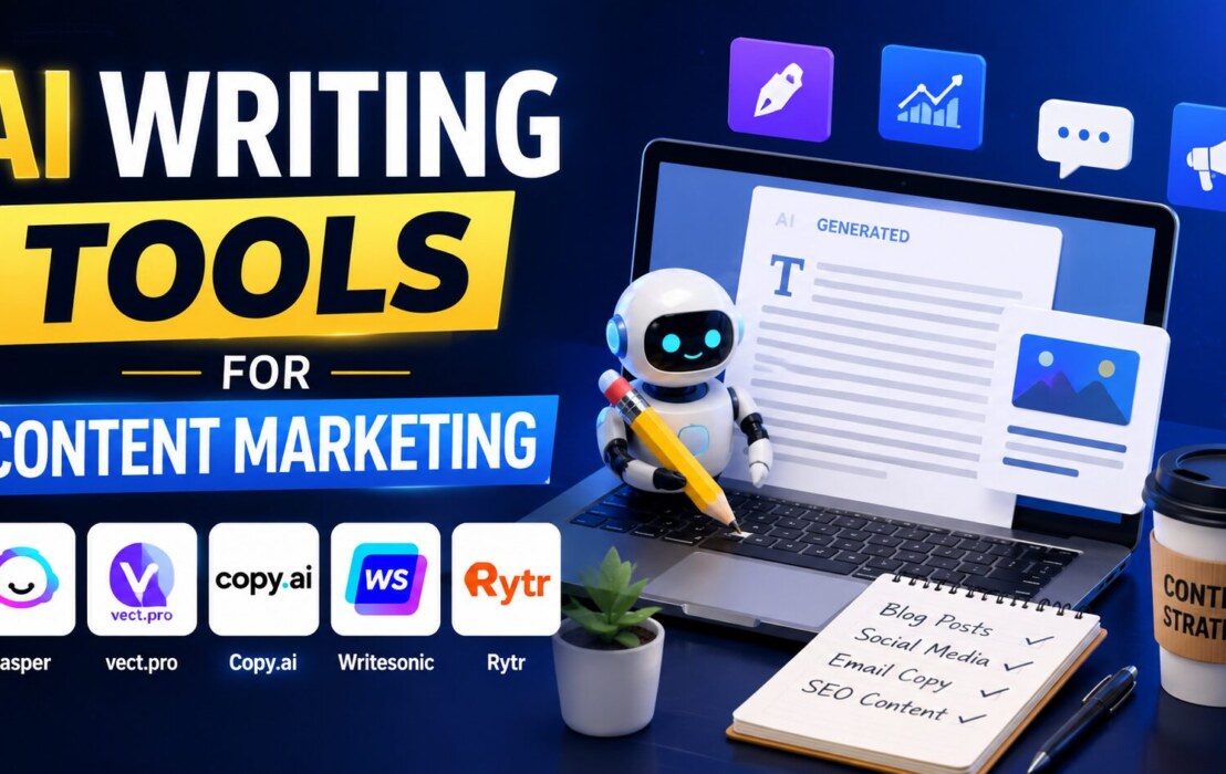 Top 5 AI Writing Tools for Content Marketing: Jasper, Vect.pro, Copy.ai, and Beyond.